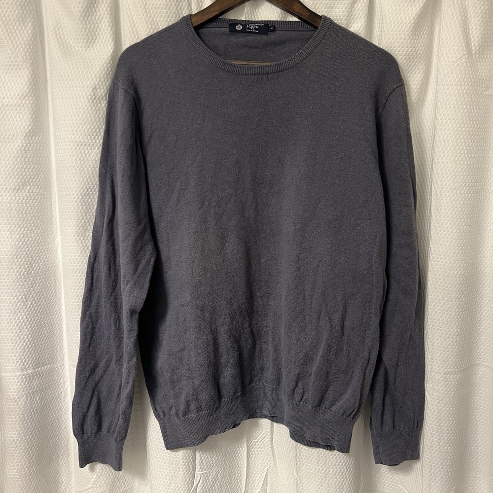 Men's J.Crew Cotton-Cashmere Crewneck Sweater‎ – Large Gray Blue